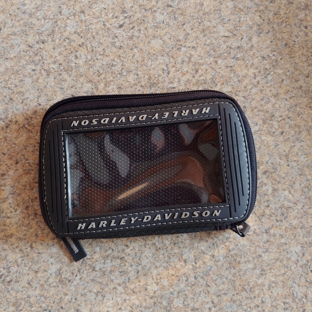 Harley-Davidson Black Zip Phone Wallet with Clear Window and Logo